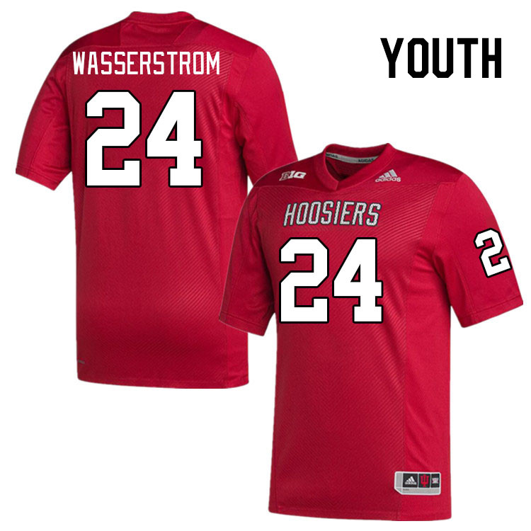 Youth #24 Jackson Wasserstrom Indiana Hoosiers College Football Jerseys Stitched-Red